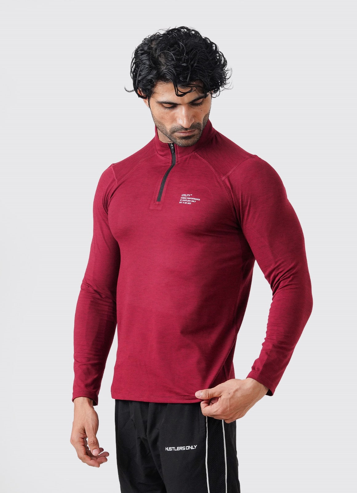 Utility Quarter Zip Shirt - Maroon