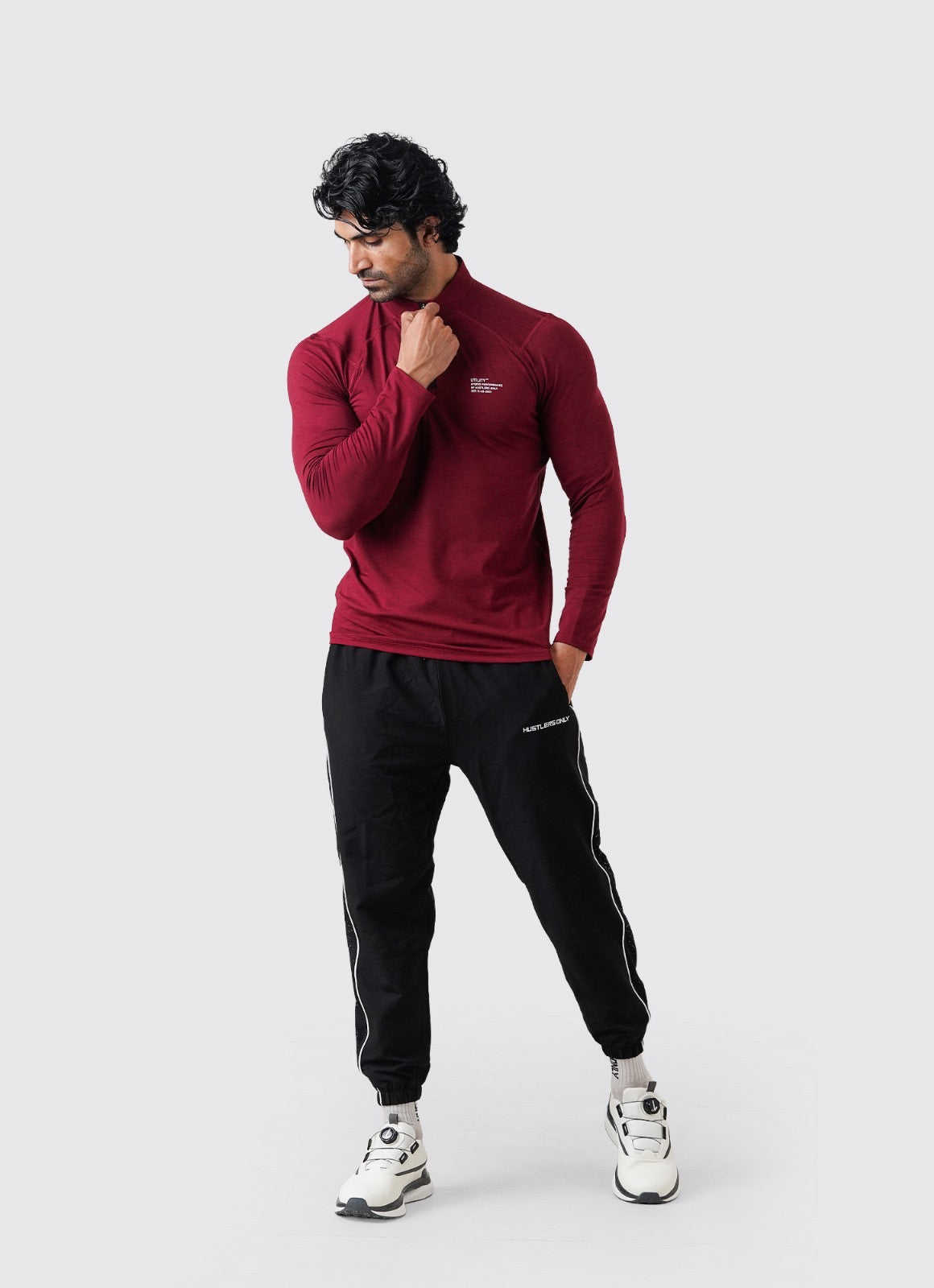 Utility Quarter Zip Shirt - Maroon
