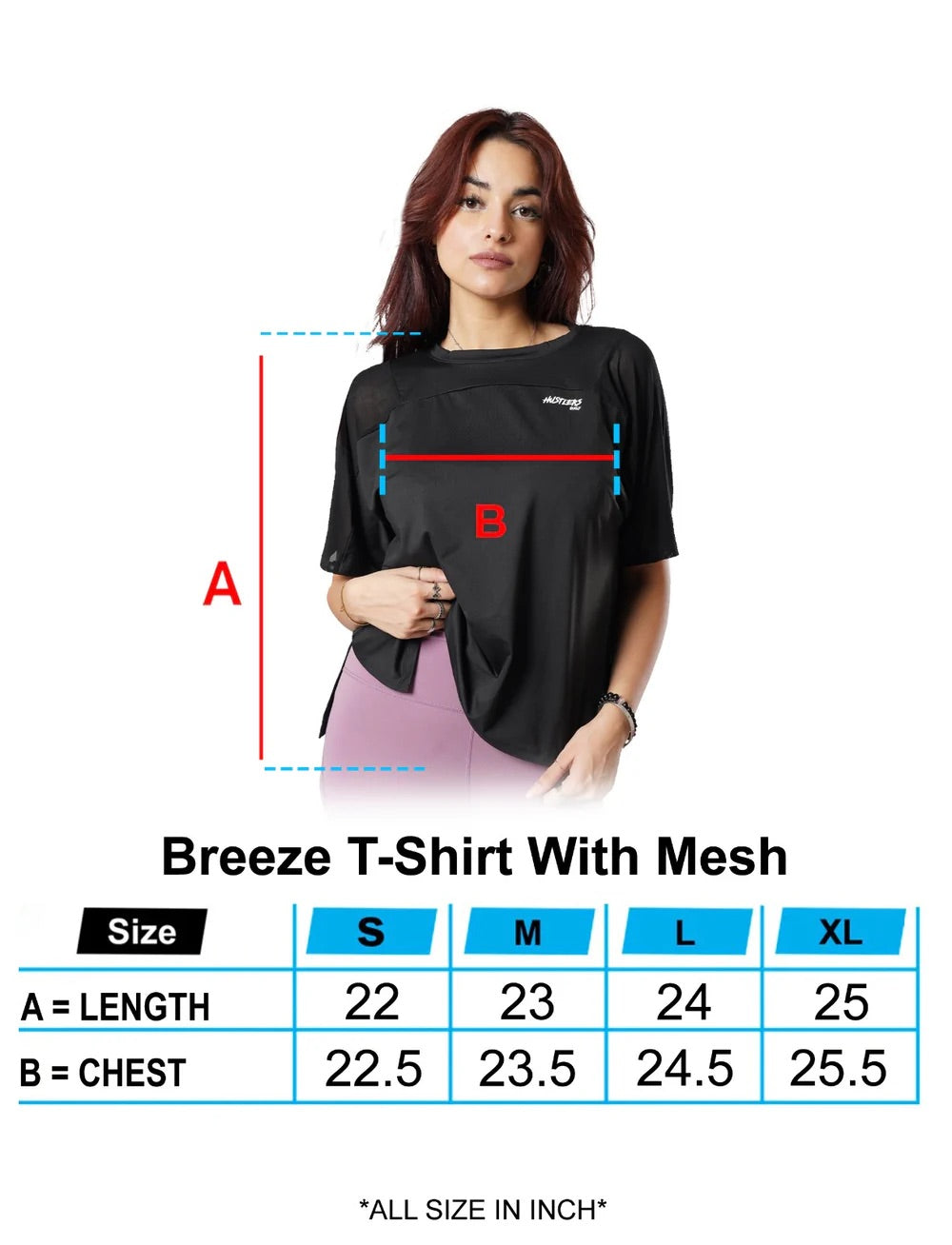 T-Shirt Breeze Dengan Mesh - Hitam