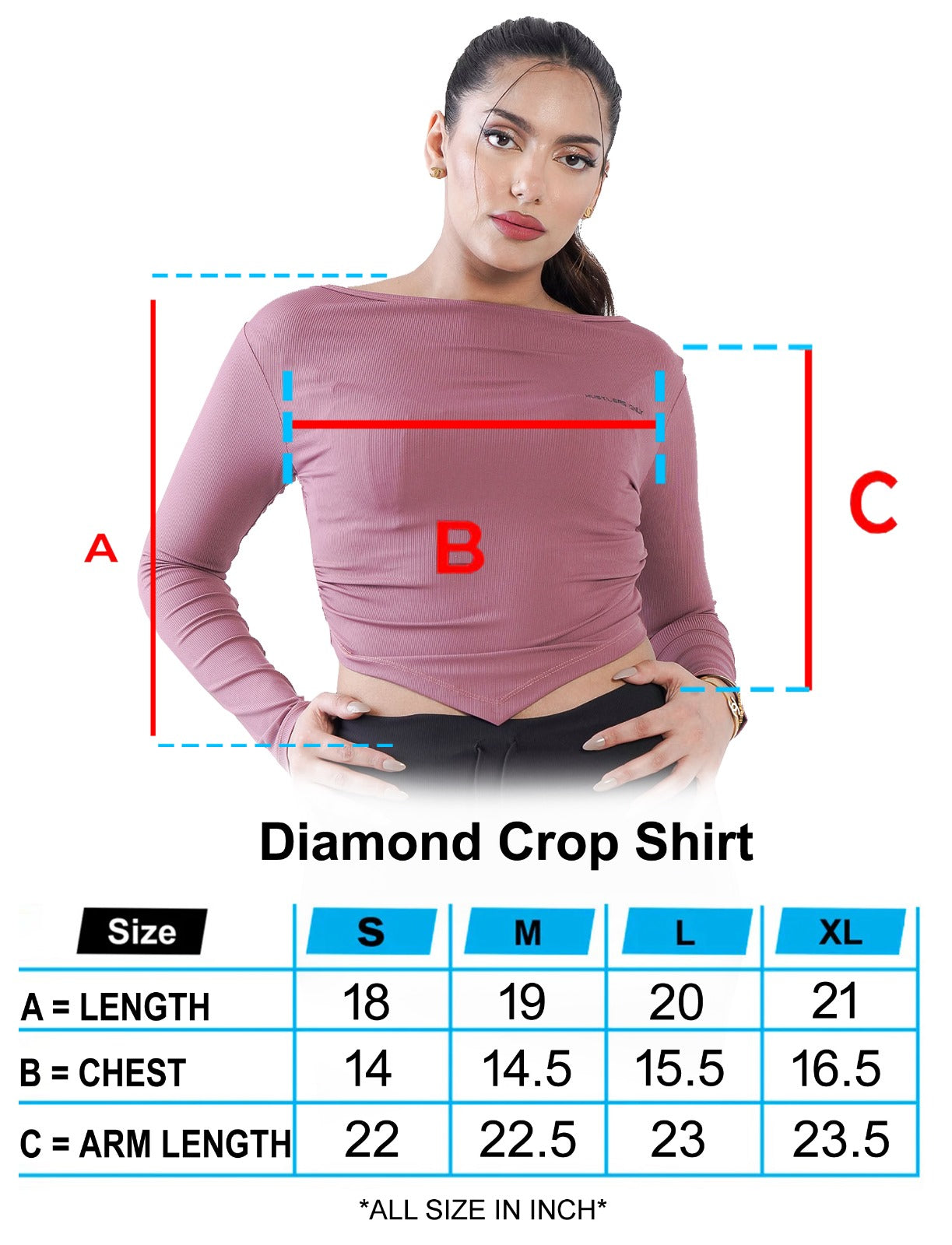 Diamond Crop Shirt - Pink