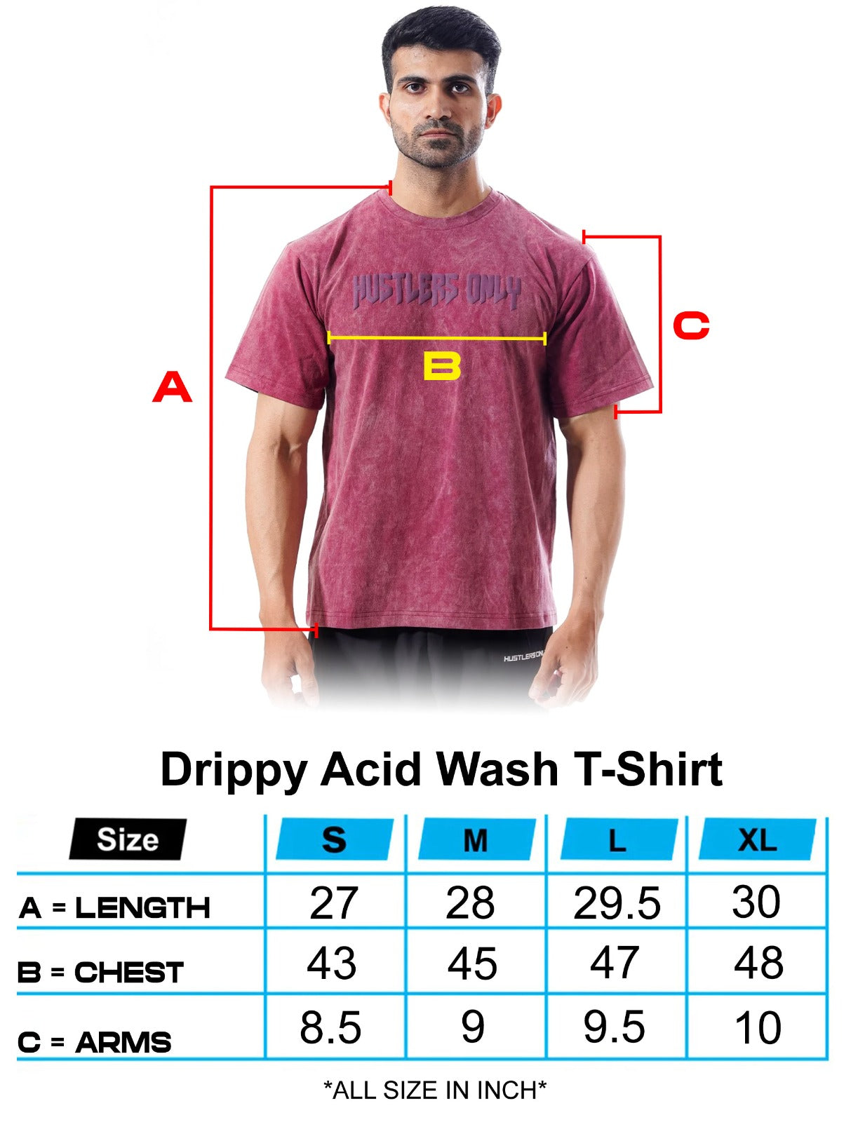 Tshirt Drippy Acid Wash - Maroon