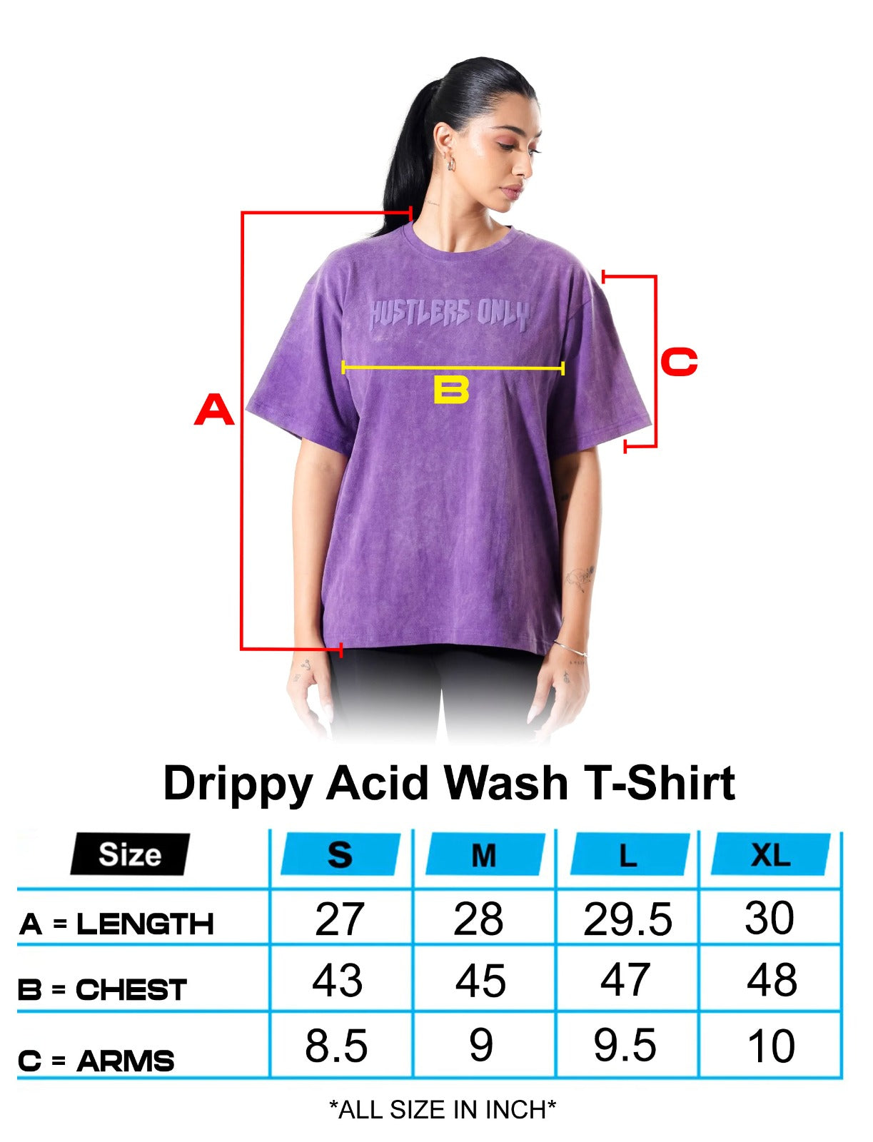 Drippy Acid Wash Tshirt - Purple