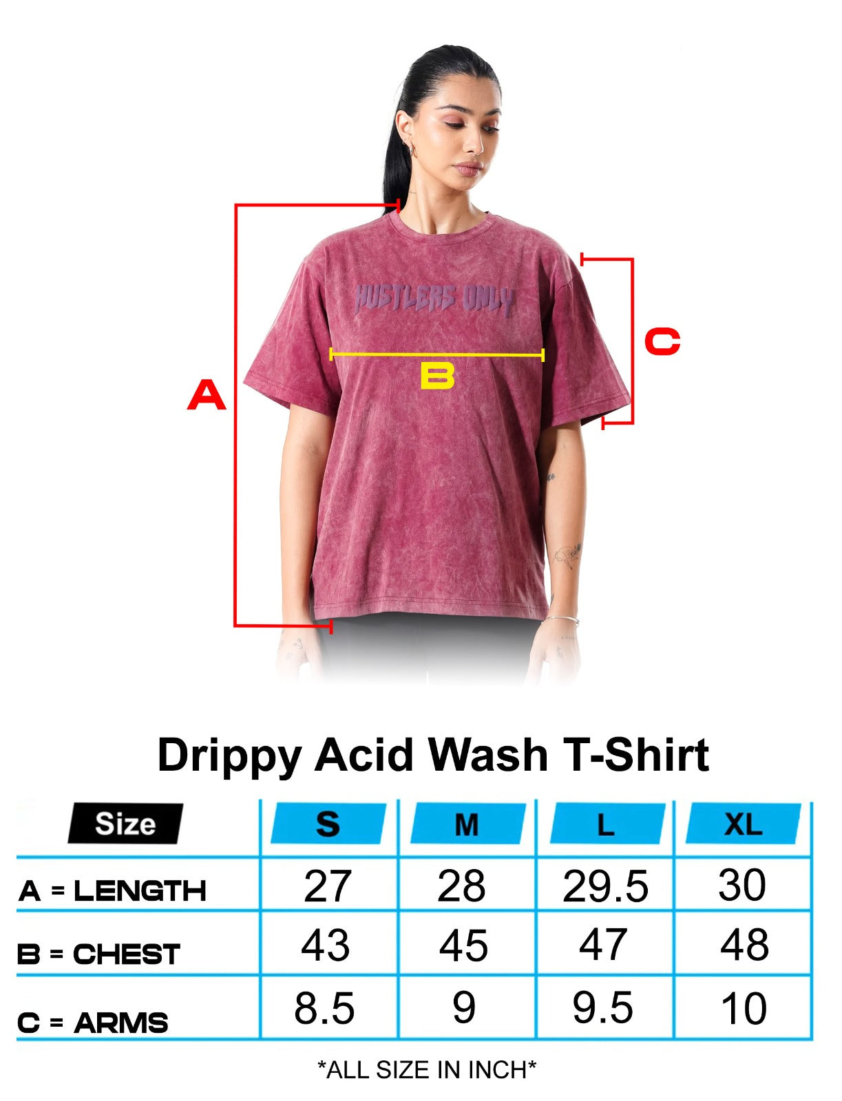 Tshirt Drippy Acid Wash - Maroon