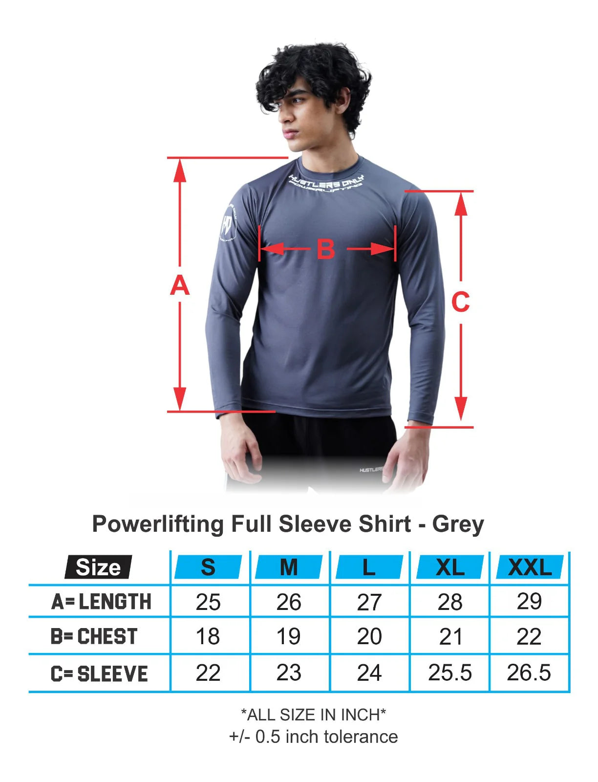 Powerlifting Full Sleeves Shirt - Steel Grey
