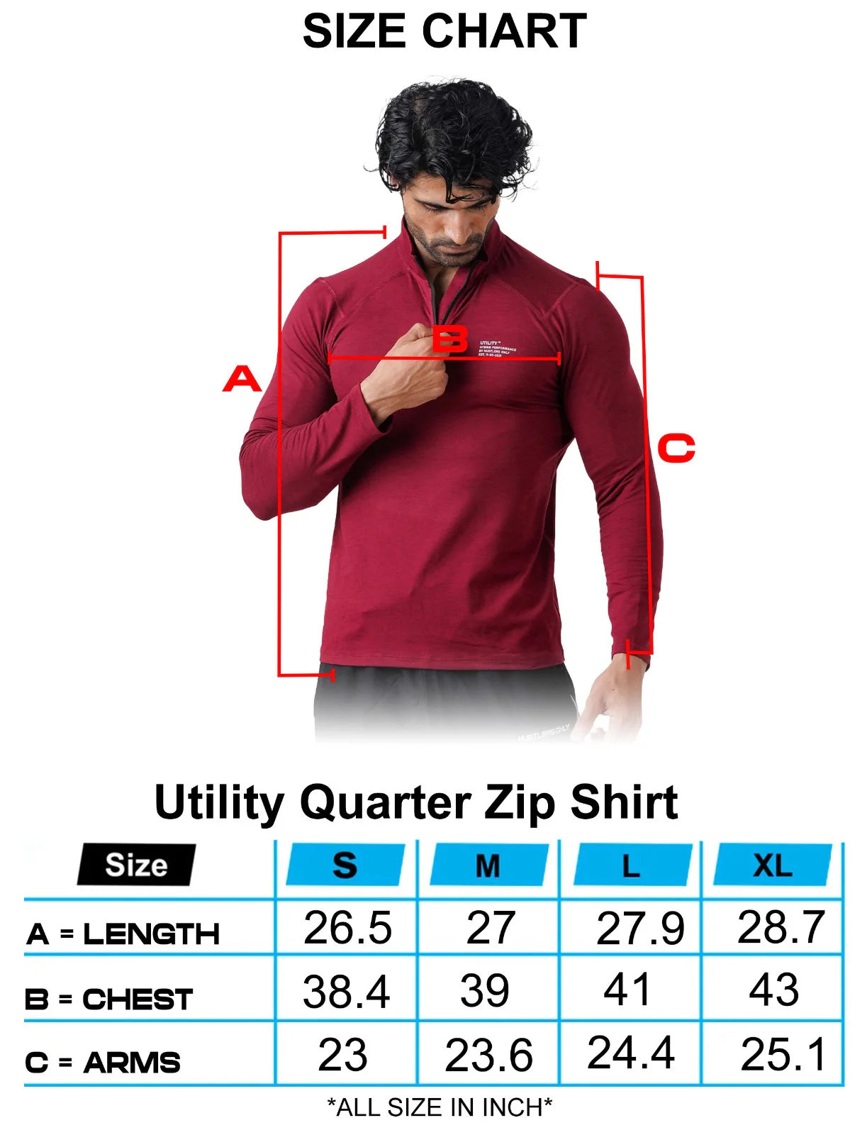 Utility Quarter Zip Shirt - Maroon