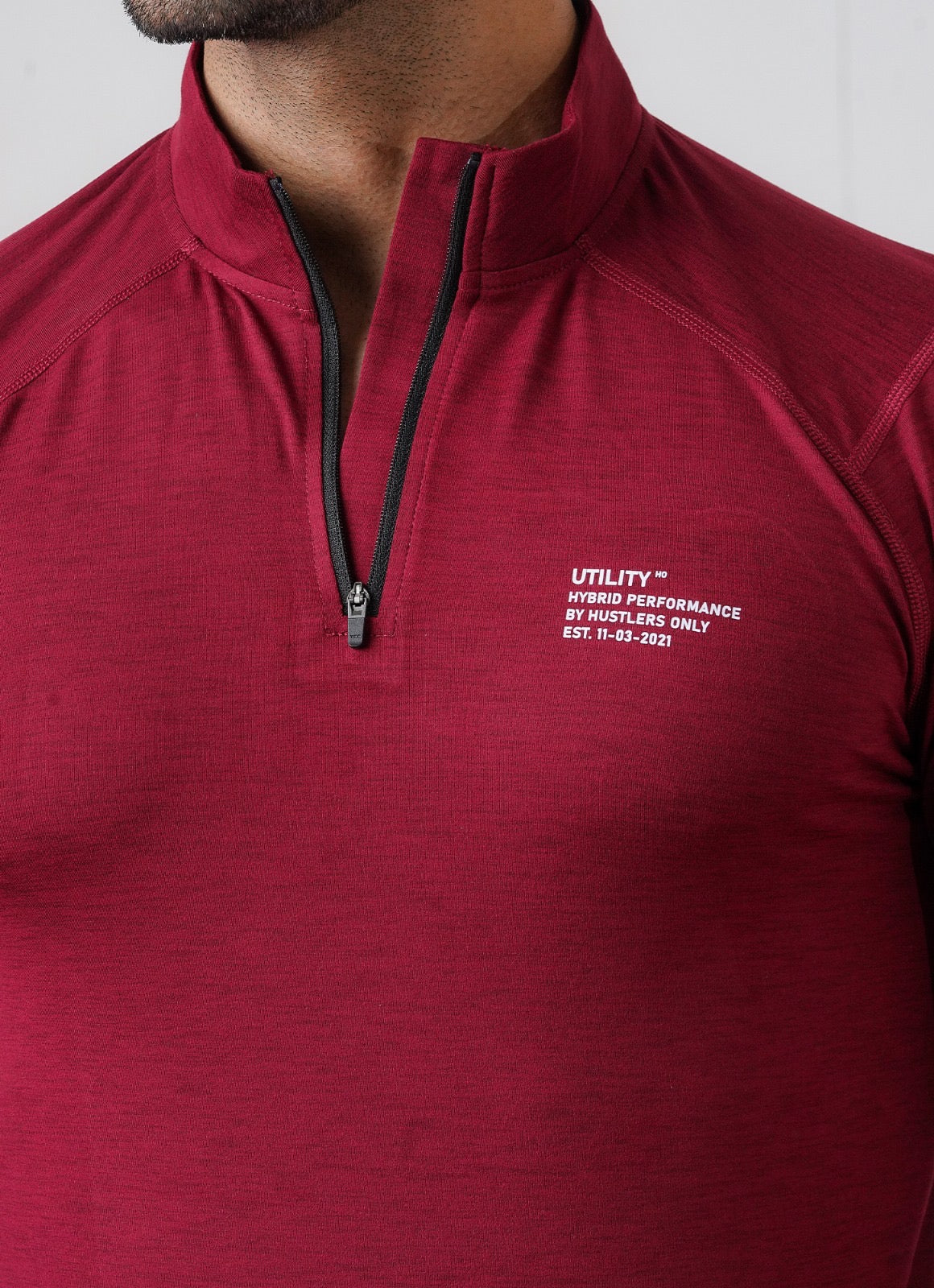 Utility Quarter Zip Shirt - Maroon
