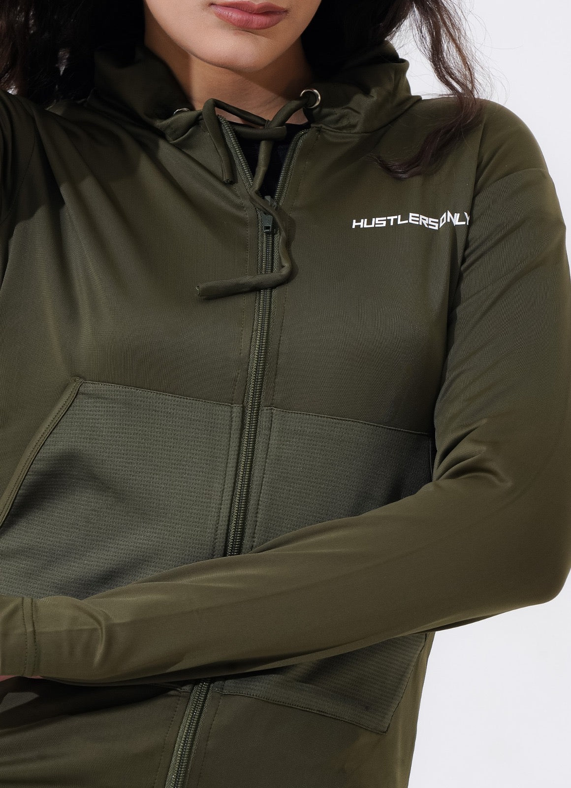Hoodie Anggun Wanita - Zaitun