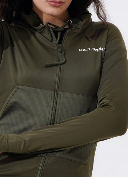 Hoodie Anggun Wanita - Zaitun