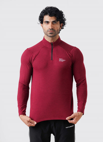 Utility Quarter Zip Shirt - Maroon