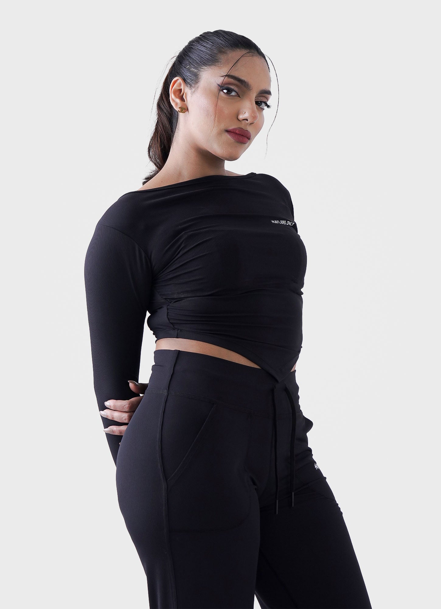 Diamond Crop Shirt - Black