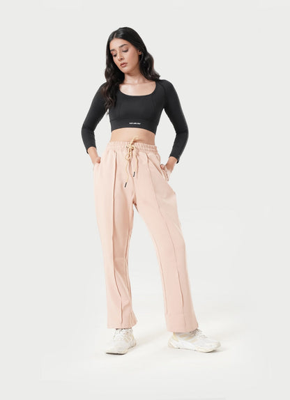 Relaxed Pleated Trouser - Beige.