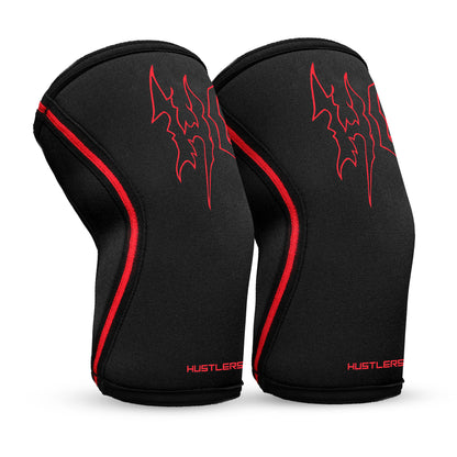 7mm Metal Knee Sleeves - Black with Red Stripes