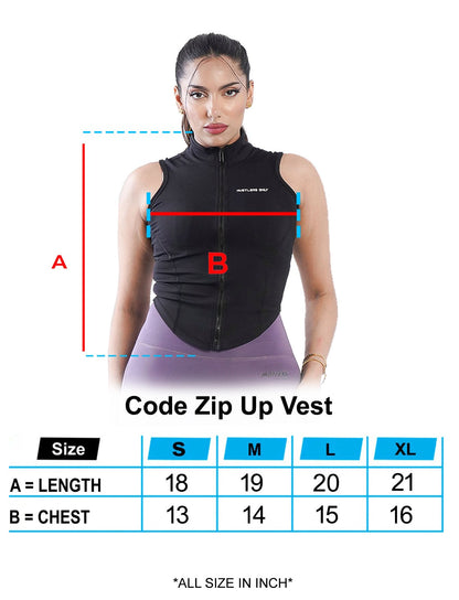 Code Zip Up Vest - Black
