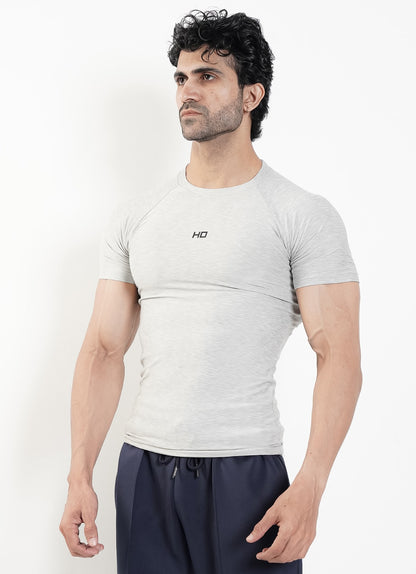 Melange Compression T-Shirt - Silver
