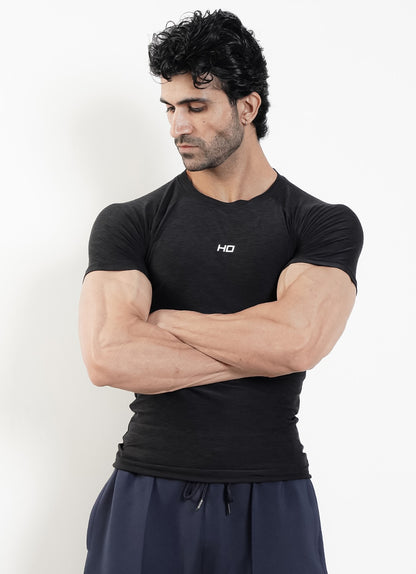 Melange Compression T-Shirt - Black