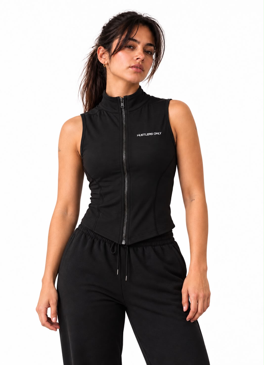 Code Zip Up Vest - Black
