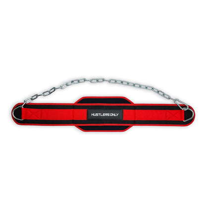 Dip Belt with Steel Chain - Red