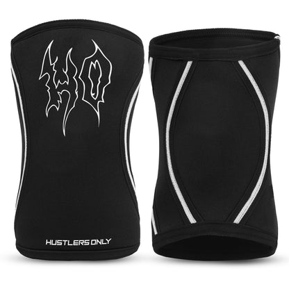 7mm Metal Knee Sleeves - Black with White Stripes