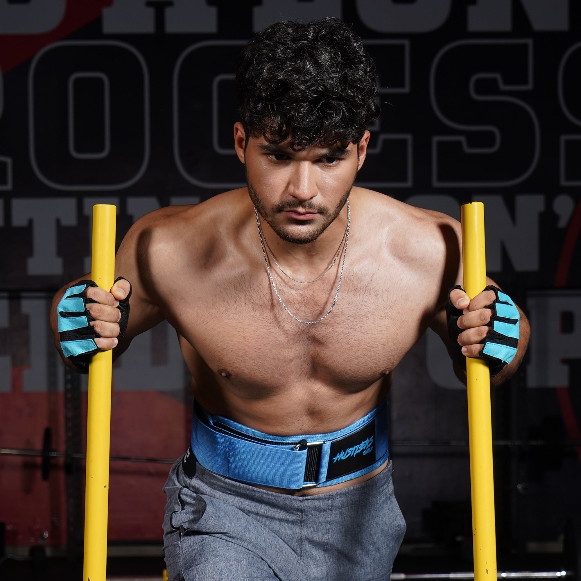 Men Wearing Premium Power Gym Gloves and Belt | HustlersOnlyPk