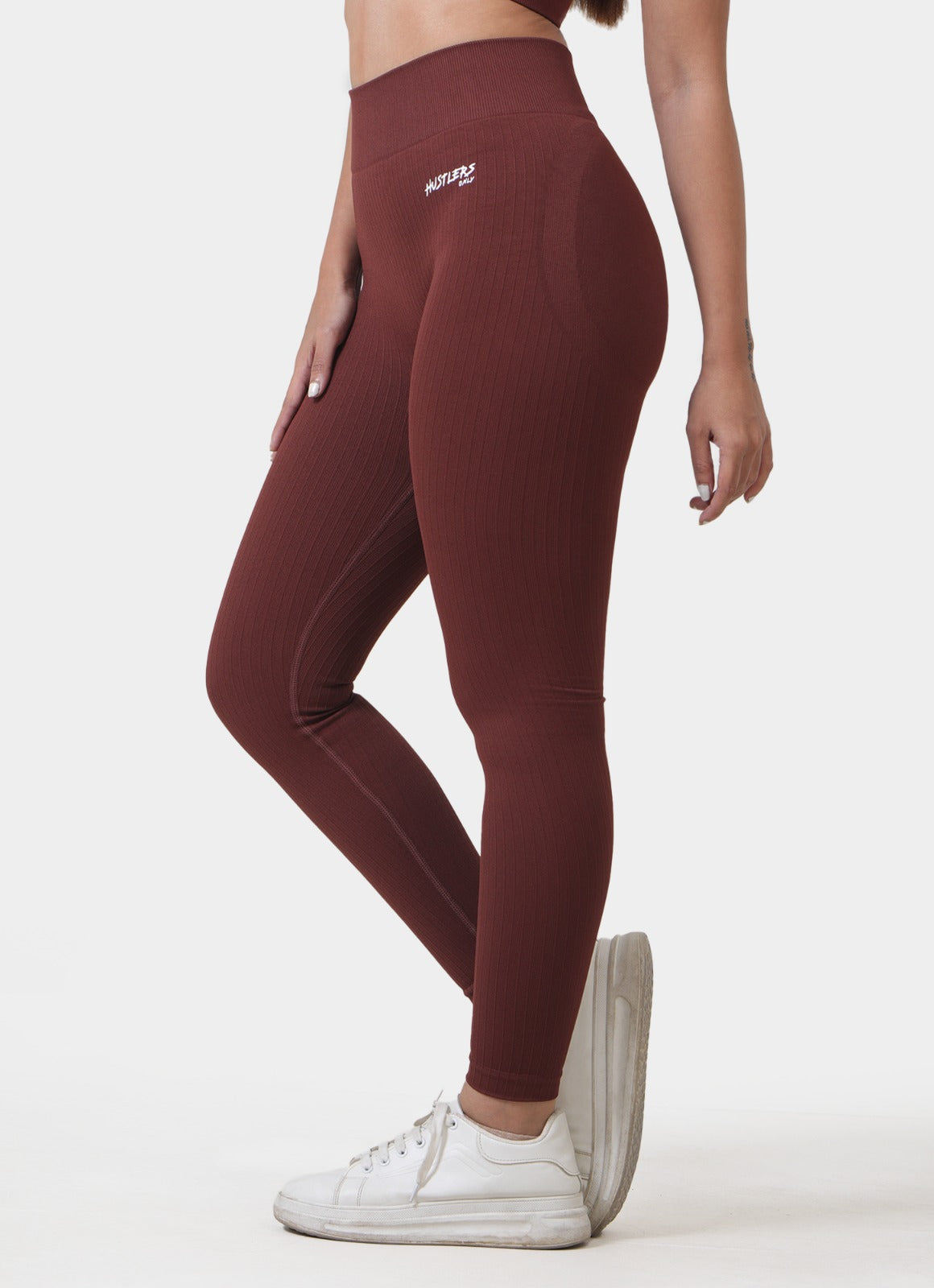 Wine Ribbed Seamless Leggings