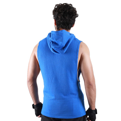 Blue Men's Critical Sleeveless Hoodie | HustlersOnlyPk