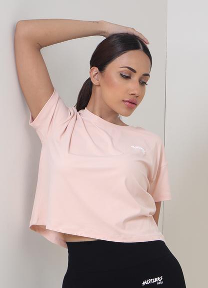 Rush Crop T-Shirt-Peach