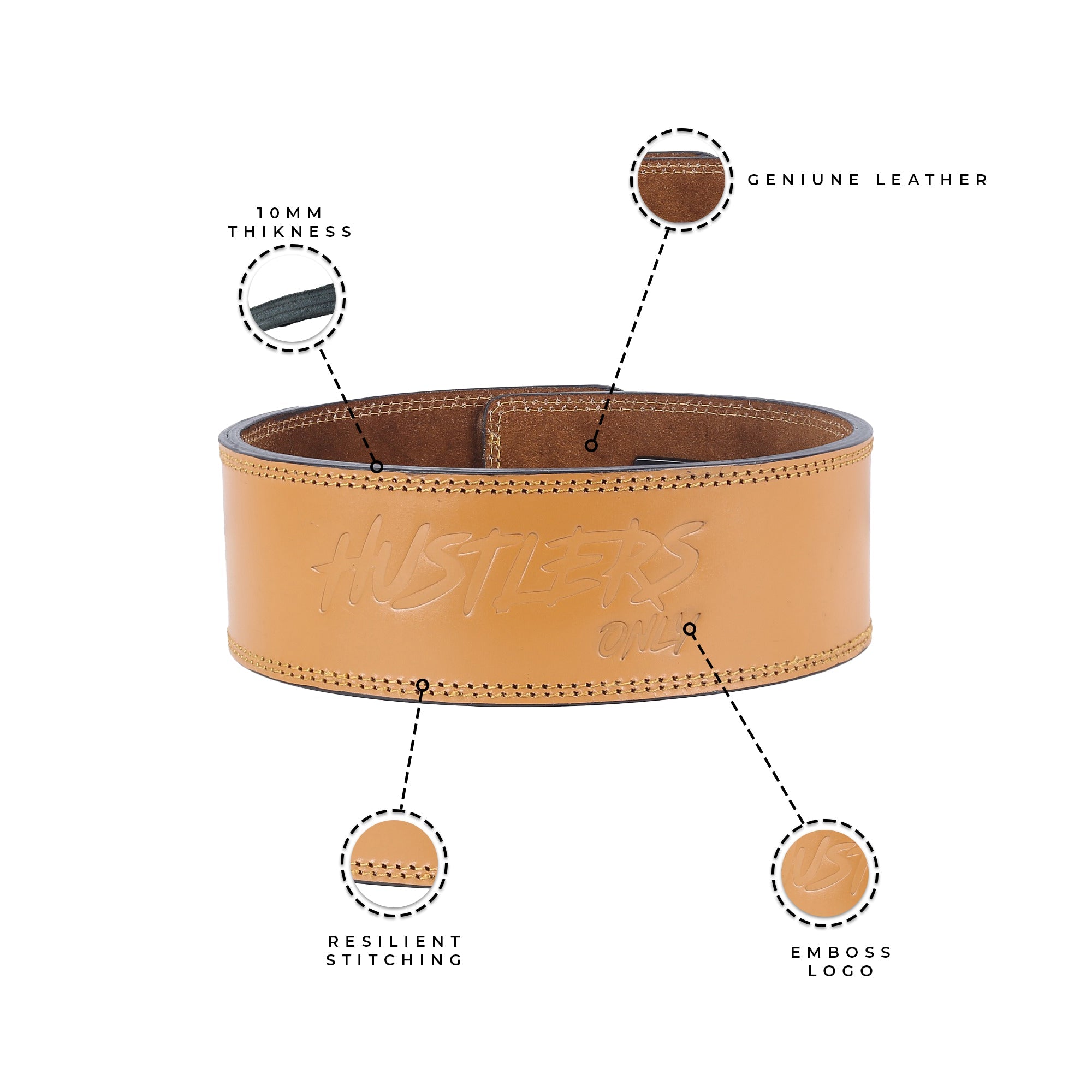 Tali Pinggang Tuil Angkat Berat Premium 10mm - Coklat