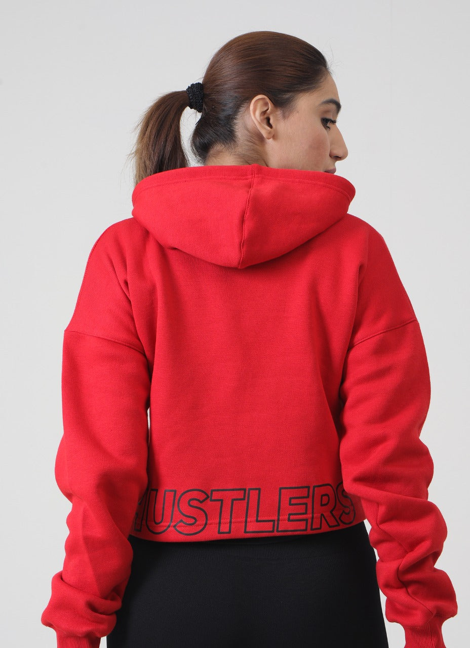 Latihan Cropped Hoodie - Merah