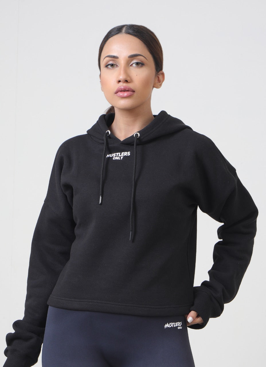 Latihan Cropped Hoodie - Hitam