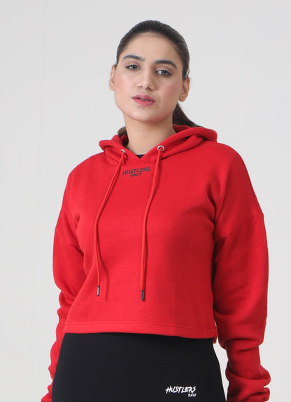Latihan Cropped Hoodie - Merah