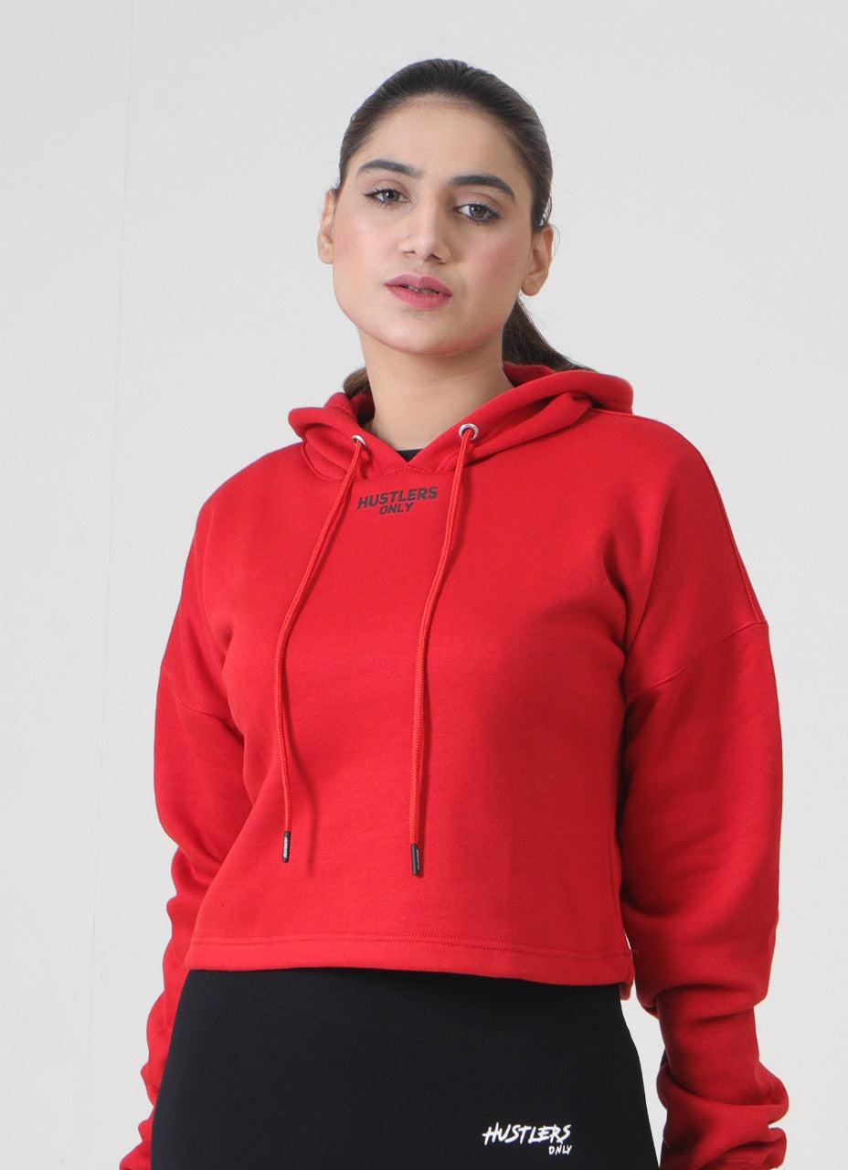 Latihan Cropped Hoodie - Merah